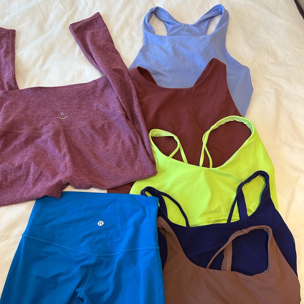 7 piece LOT OF LULULEMON, ATHLETA, BEYOND YOGA! 🧘 sports bra leggings crop tops
